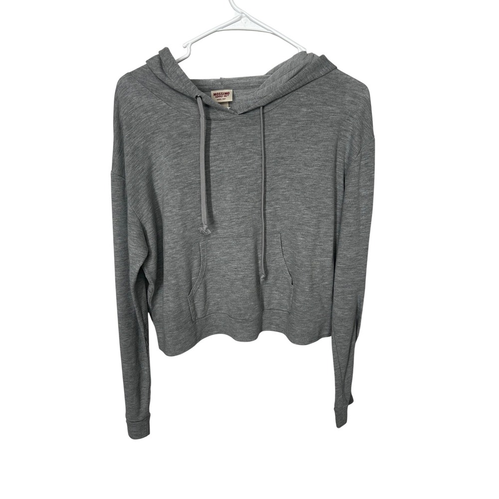 Mossimo Supply Co Gray Hooded Long-Sleeved Cropped Top Women's Size‎ Medium